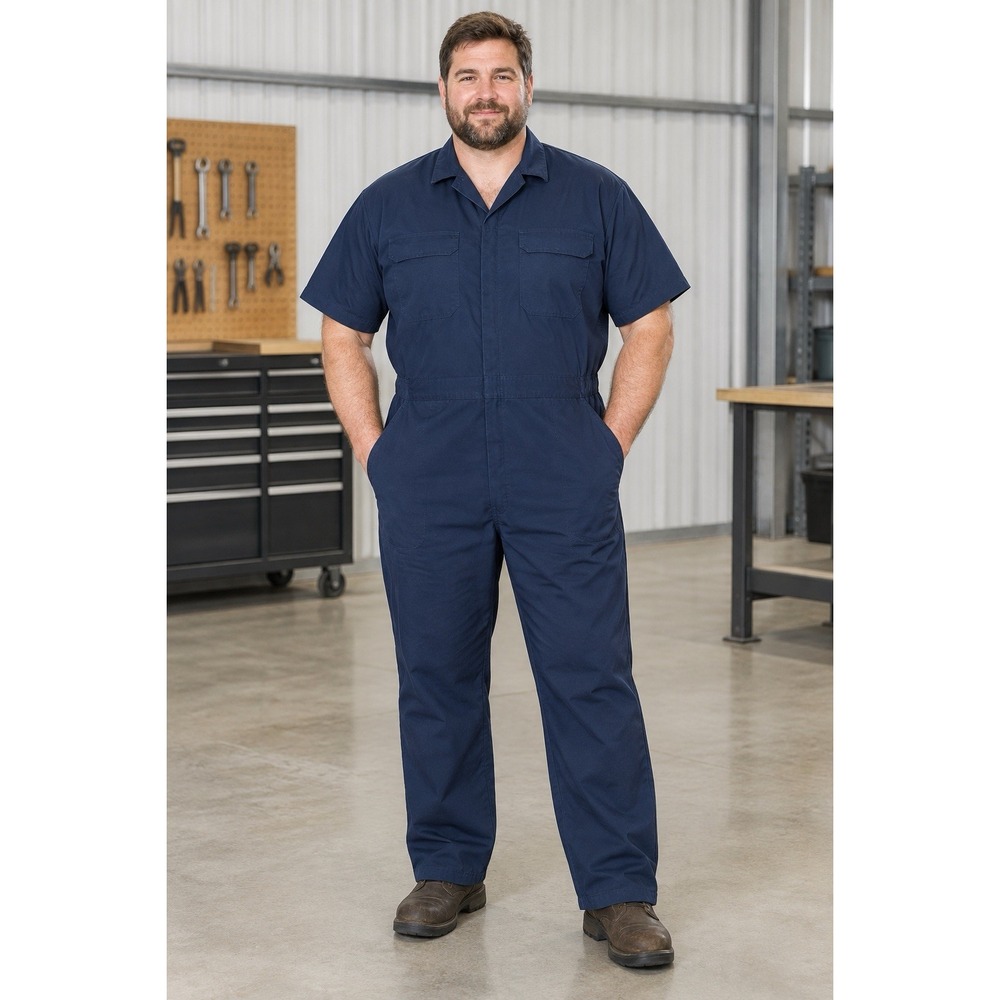 Red Kap CP40NV6 Short Sleeve Work Coveralls XXL 2XL Navy Speedsuit NWOT